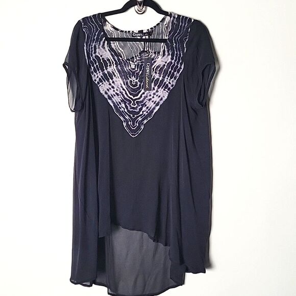 NWT Gypsy 05 Silk Cover Up XS Swim Beach Tunic Sheer Boho Sexy Black Tye Dye - Picture 1 of 7